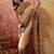 Off white viscose silk position print saree with contrast blouse piece
