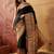 Black viscose silk position print saree with contrast blouse piece