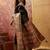 Black viscose silk position print saree with contrast blouse piece