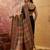 Black viscose silk position print saree with contrast blouse piece