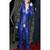 Women’s blue soft genuine lambskin leather utility long sleeve jumpsuit