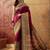 Magenta viscose silk position print saree with contrast blouse piece