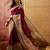 Magenta viscose silk position print saree with contrast blouse piece
