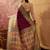 Magenta viscose silk position print saree with contrast blouse piece