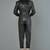 Women’s black soft genuine lambskin leather utility long sleeve with belted jumpsuit