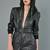Women’s black soft genuine lambskin leather utility long sleeve with belted jumpsuit