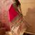 Pink viscose silk position print saree with contrast blouse piece
