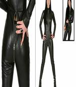 Women’s black soft genuine lambskin leather utility long sleeve stylish jumpsuit