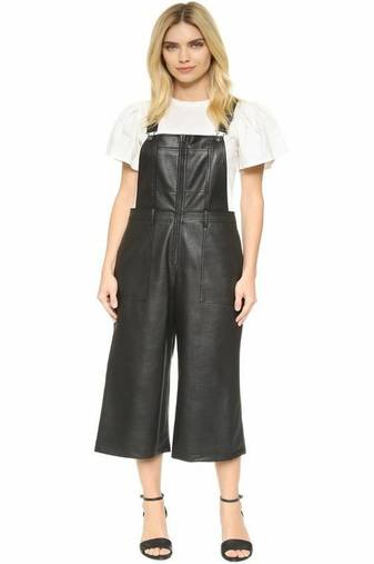 Women’s black soft genuine lambskin leather utility stylish leather dangri