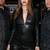 Women’s black soft genuine lambskin leather utility stylish leather shirt collar jumpsuit