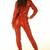 Women’s red soft genuine lambskin leather utility stylish leather long sleeve jumpsuit