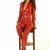 Women’s red soft genuine lambskin leather utility stylish leather long sleeve jumpsuit