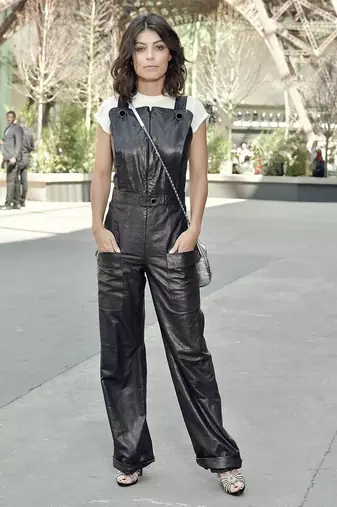 Women’s black soft genuine lambskin leather utility stylishsleeveless jumpsuit