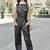 Women’s black soft genuine lambskin leather utility stylishsleeveless jumpsuit
