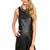 Women’s black soft genuine lambskin leather utility stylishshort jumpsuit