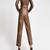 Women’s brown soft genuine lambskin leather utility stylish snap button jumpsuit