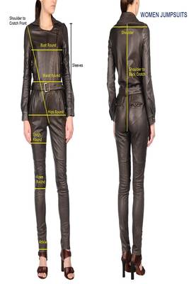 Women’s brown soft genuine lambskin leather utility stylish snap button jumpsuit 5