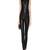 Women’s black soft genuine lambskin leather utility stylish cap sleeve jumpsuit