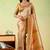 Mustard viscose silk position print saree with matching blouse piece