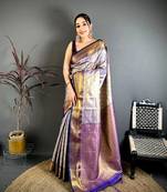 Navy blue soft silk ikkat leheriya weaving saree