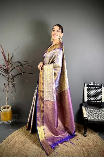 Navy blue soft silk ikkat leheriya weaving saree