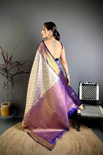 Navy blue soft silk ikkat leheriya weaving saree