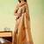 Mustard viscose silk position print saree with matching blouse piece