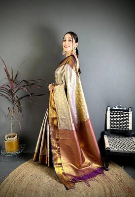 Purple soft silk ikkat leheriya weaving saree 2