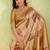 Mustard viscose silk position print saree with matching blouse piece