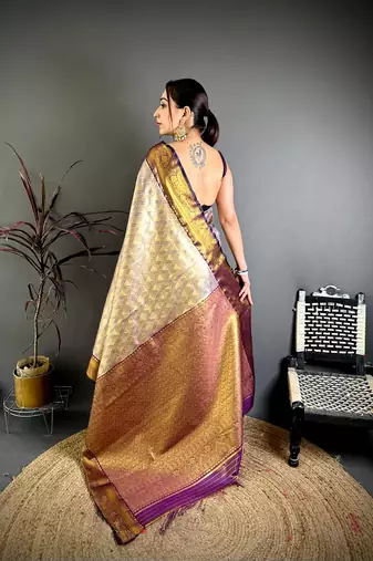 Purple soft silk ikkat leheriya weaving saree