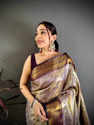 Purple soft silk ikkat leheriya weaving saree 4