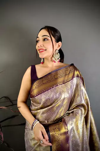 Purple soft silk ikkat leheriya weaving saree