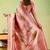 Pink viscose silk position print saree with matching blouse piece