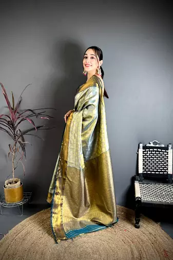 Sea green soft silk ikkat leheriya weaving saree