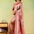 Pink viscose silk position print saree with matching blouse piece
