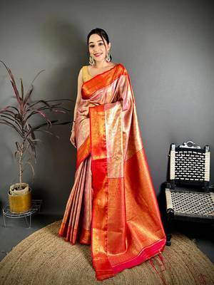 Red soft silk ikkat leheriya weaving saree 1