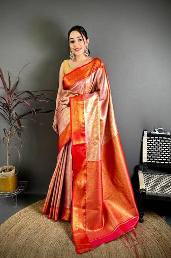 Red soft silk ikkat leheriya weaving saree