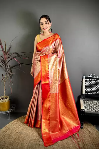 Red soft silk ikkat leheriya weaving saree