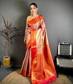 Red soft silk ikkat leheriya weaving saree