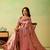 Pink viscose silk position print saree with matching blouse piece