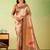 Orange viscose silk position print saree with matching blouse piece