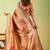 Orange viscose silk position print saree with matching blouse piece