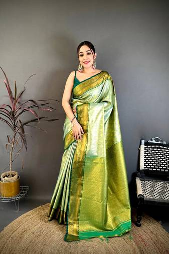 Light green soft silk ikkat leheriya weaving saree