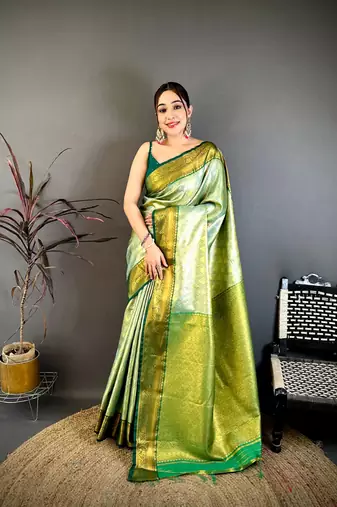 Light green soft silk ikkat leheriya weaving saree