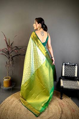 Light green soft silk ikkat leheriya weaving saree 3