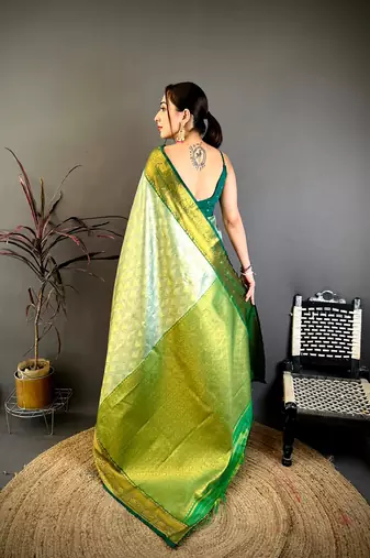 Light green soft silk ikkat leheriya weaving saree