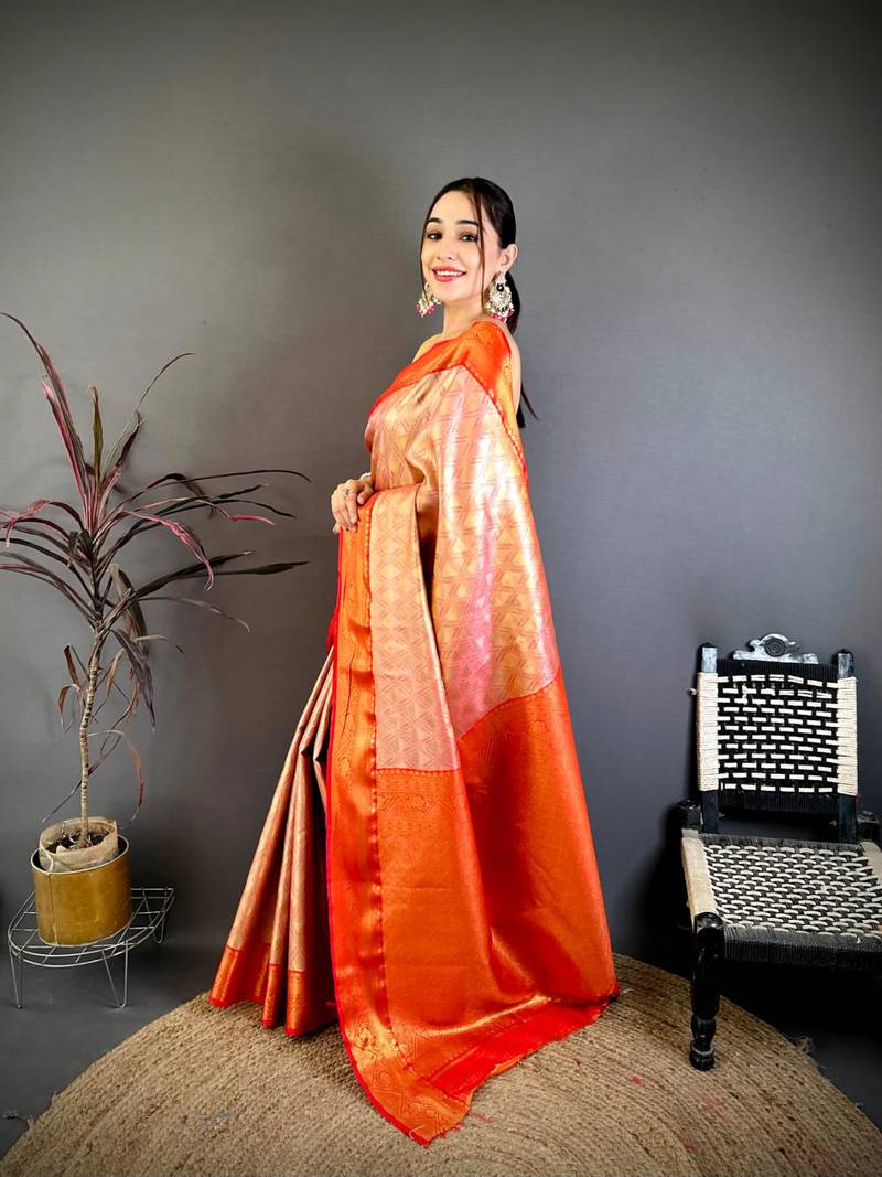 Pink soft silk ikkat leheriya weaving saree