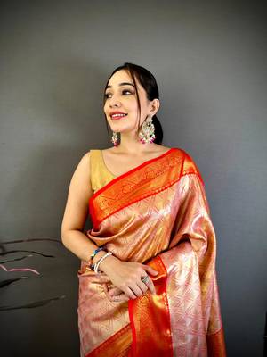 Pink soft silk ikkat leheriya weaving saree 4