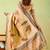 Yellow viscose silk position print saree with matching blouse piece