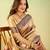 Yellow viscose silk position print saree with matching blouse piece